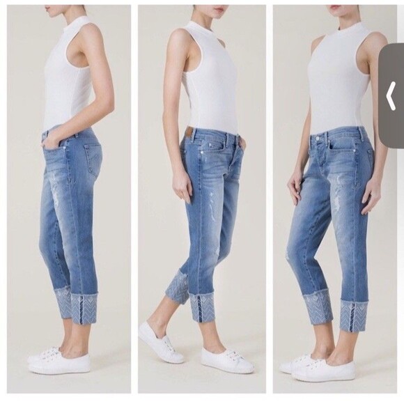 Level 99 Anthropologie Jeans Women Size 29 Slouchy Straight Cuffs Mid Rise Boho - Picture 10 of 14